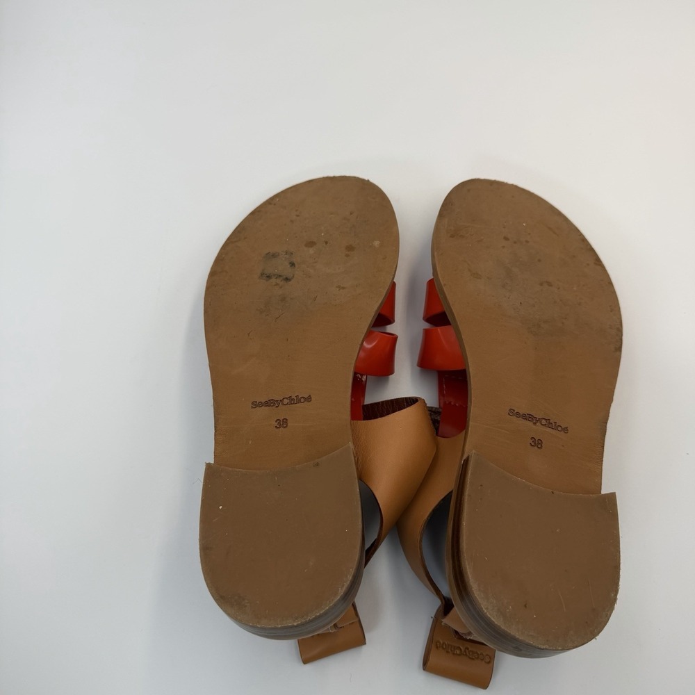 See By Chloe Fisherman Millye Orange Beige PV Rubber Sandals Size 38 (8) - Picture 12 of 12